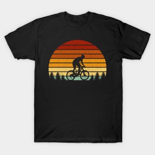 Vintage Sunset Mountain Biking Gift For Mountain Bikers T-Shirt